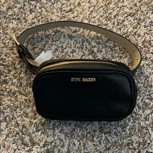 Steve Madden Black faux leather belt purse
